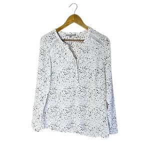 Daniel Rainn Heart Shell Top Long Sleeve Feminine Office Novelty Print Size M